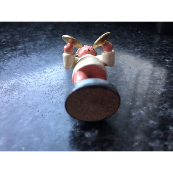 Vintage Christmas Wooden Music Angel Playing The Cymbals Erzgebirge Made In Germ - Picture 6 of 8